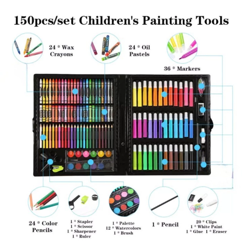 Product image KAHASIL - Pensil Warna Crayon Krayon Kerayon Set 150 Pcs Lengkap Alat Melukis Menggambar Mewarnai 150PCS BIRU